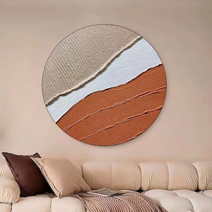 Large Wabi-Sabi Wall Art Boho Wall Art Terracotta Wall Art Terracotta Texture Art Textured Wall Art 3D Texture Art Circle Wall Art