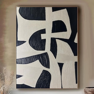 Zwartbeige Wabi Sabi muurkunst beige abstract schilderij grote zwarte minimalistische muur kunst beige getextureerde canvas schilderij neutrale muur kunst decor