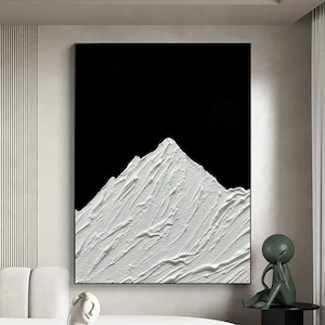 Original 3D Berg Gemälde auf Leinwand eingerahmt Gips Stil texturierte Wand Kunst Wabi-Sabi Wohnzimmer Dekor Boho Moderne Leinwand
