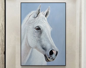 抽象的な馬の油絵、ミニマリストの動物の壁アート - Etsy 日本