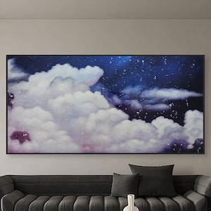 Original Blue Sky & Clouds Wall Art Natural Scenery Painting Blue Minimalist Wall Art Blue Sky Wall Art Landscape Painting Boho Wall Décor