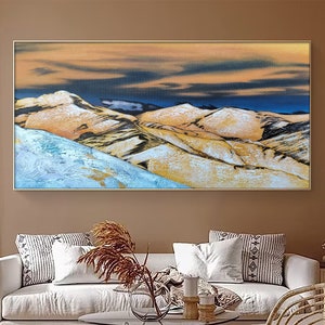 Large Abstract Mountain Oil Painting On Canvas,Original Nature Landscape Painting,Sunset Wall Art,Custom Painting, Modern Living Room Decor