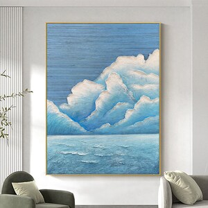 Original Sky & Cloud Wall Art Blue Wall Art Abstract Art Painting Minimalist Wall Art Indigo Art Blue Sky Wall Art Night Sky Painting