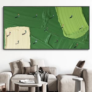 3D Green Abstract Painting Green Golf Canvas Wall Art Green Textured Wall Art Golf Course Painting Golf Lovers Gifts Handmade Painting