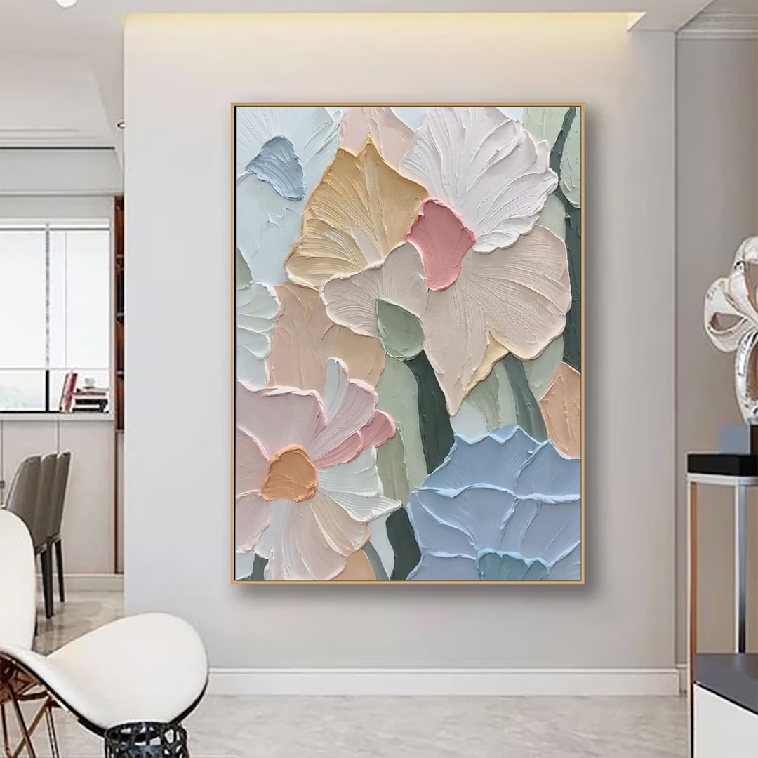 Large Flower Textured Wall Art 3D Abstrat Painting on Canvas Wall Decor ...