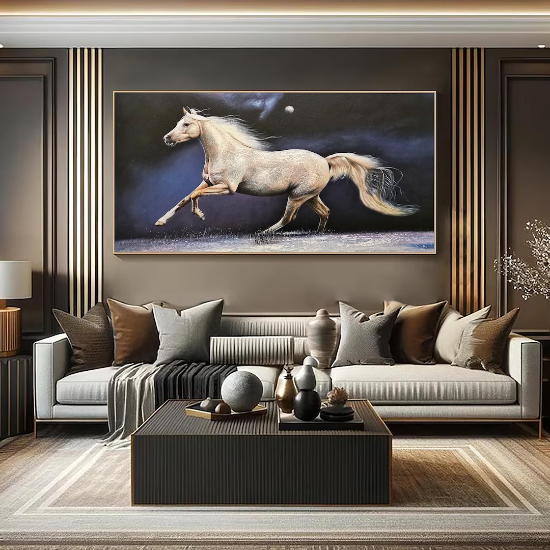 Original Horse Oil Painting on Canvas, Large Animal Wall Art - Etsy