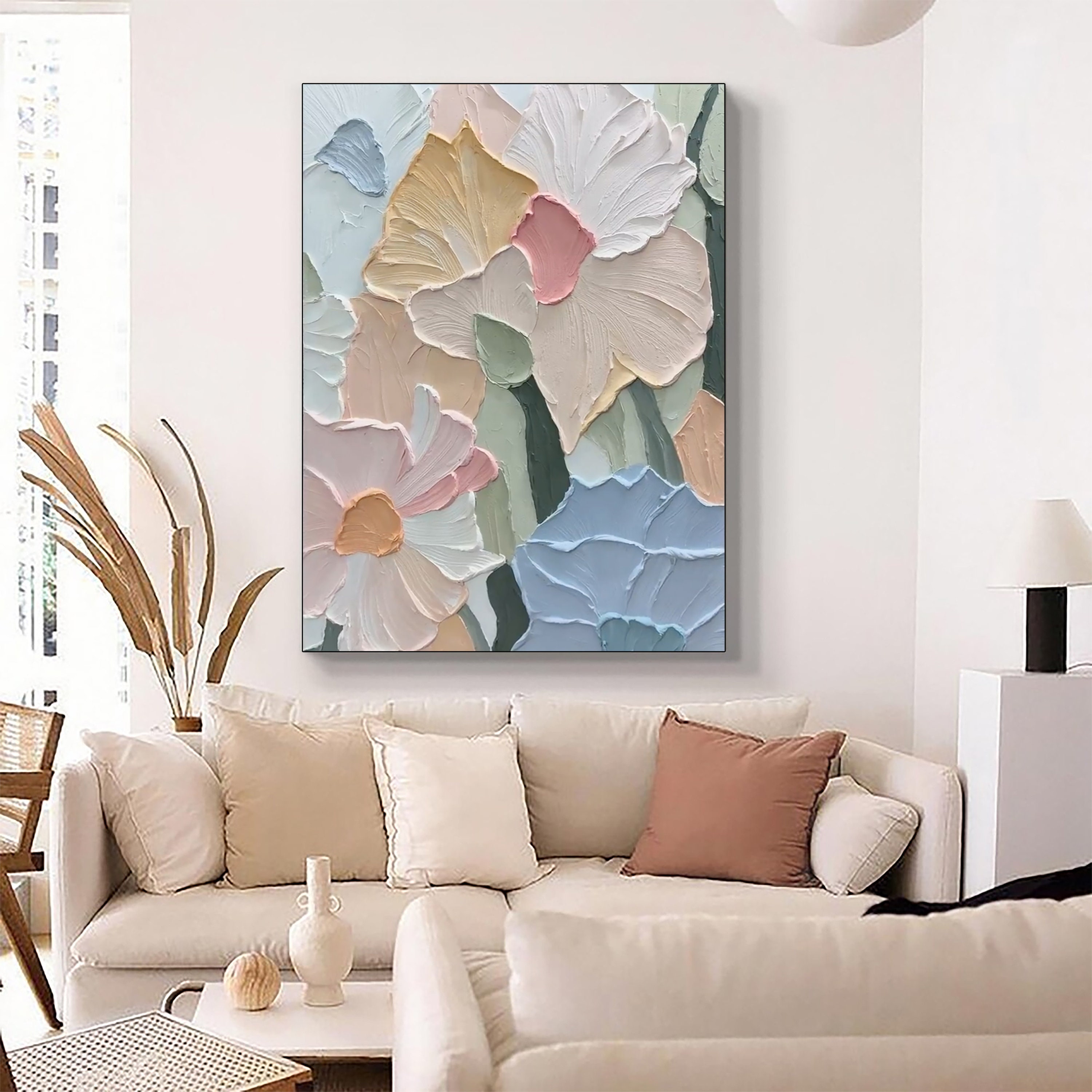 Large Flower Textured Wall Art 3D Abstrat Painting on Canvas Wall Decor ...