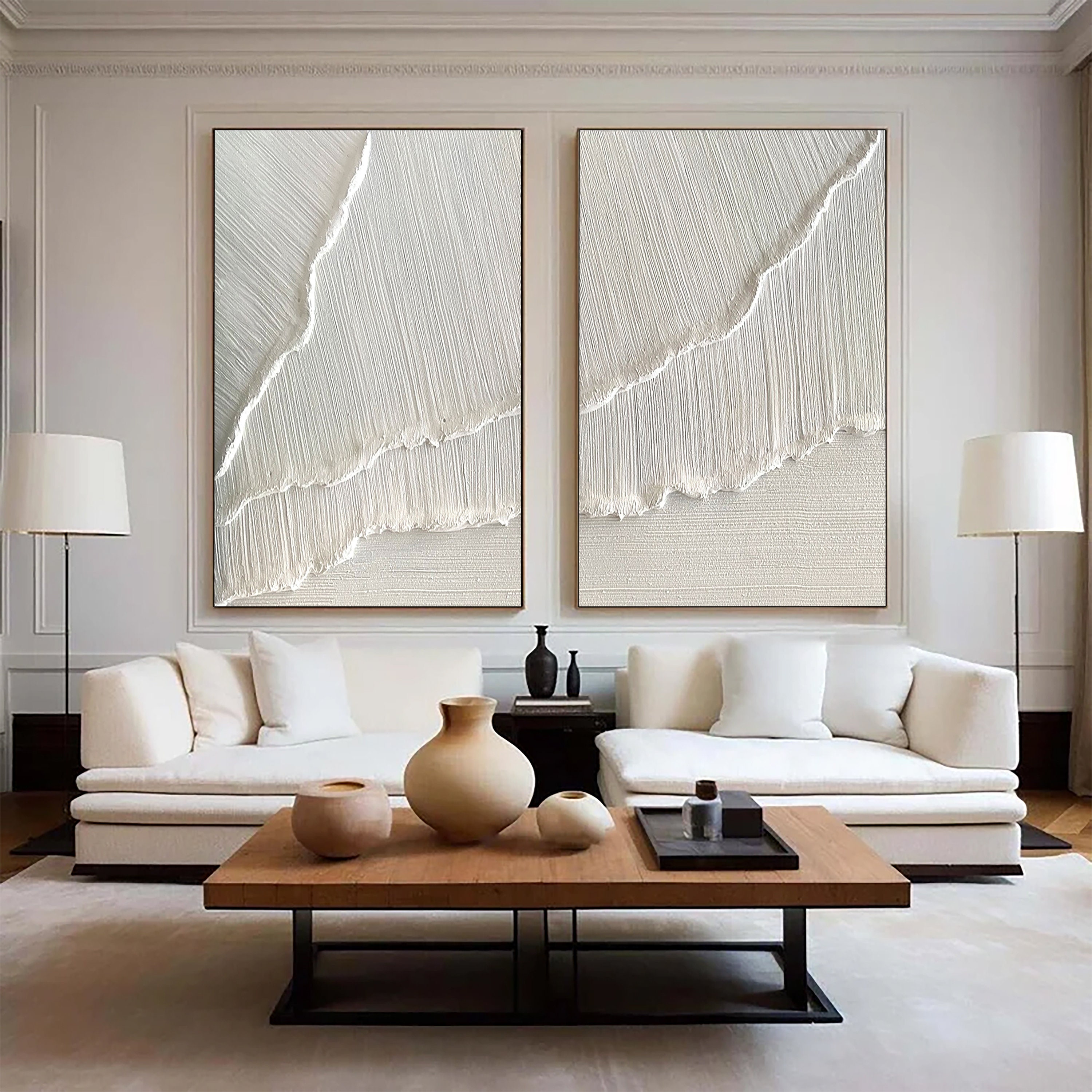 Photo inspiration: Picture Idea: Original 3D White Minimalist Textured Wall Art Set Of 2