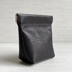 Black Leather Squeeze Coin Pouch image 1