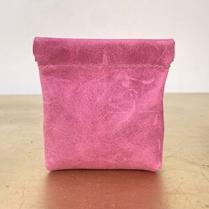 Coin Purse with Squeeze Frame in Pink Leather image 1