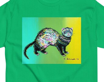 Colorful Ferret Weasel Neon Painting Original Art Unisex Classic Tee