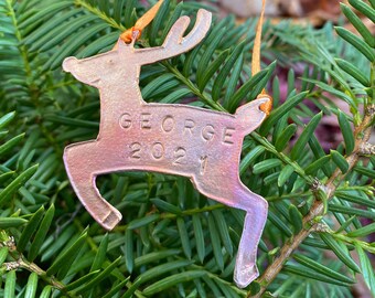 2021 Custom Copper Ornament - Reindeer