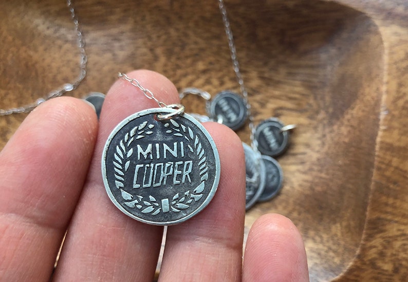 MINI Cooper vintage logo pendant in fine silver image 4