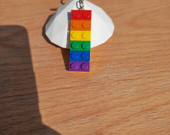 Rainbow LGBTQ Keyring, Colourful Pride Building Block. Rainbow Gift.