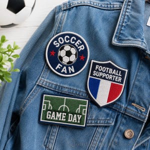 Personalized Soccer Fan Embroidered Patch, Football Supporter Badge, Game Day Iron On Patch, National Color Sports Backpack Patch Fan Gift