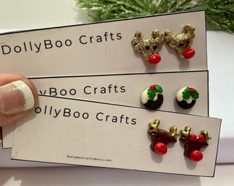 Kerstoorbellen: handgemaakte polymeerklei Rudolph & Puddingstekers