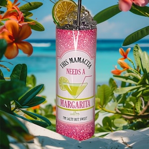 MAMACITA needs a MARGARITA tumbler, 20oz tumbler with Faux Fruit Topper metal straw and straw cleaner margarita lime design summer tumbler