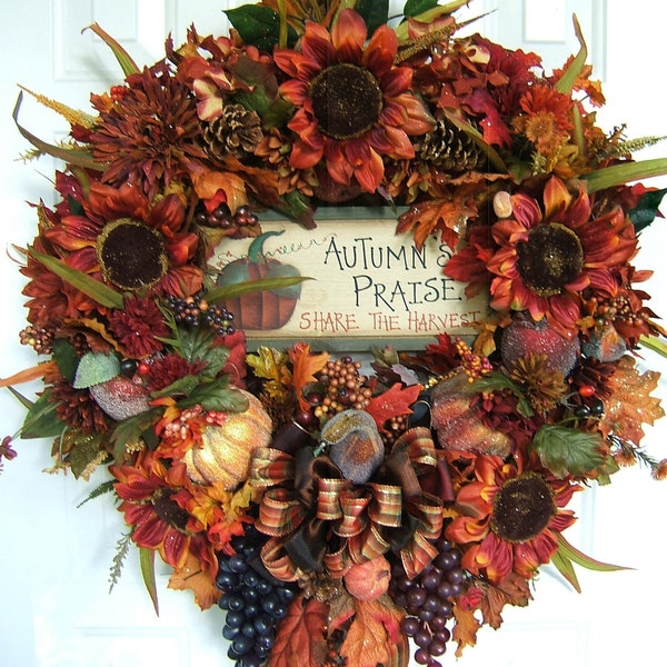 Reserved for Helen  XL Handmade Autumn wreath, fall Door wreath, Floral wreath