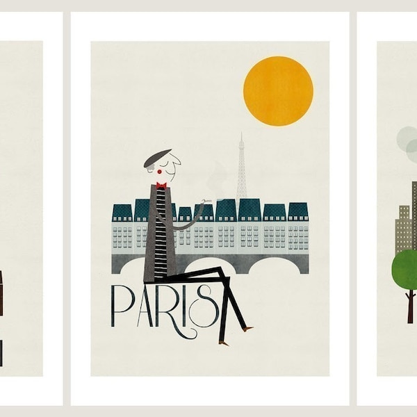 Cities, set of three prints