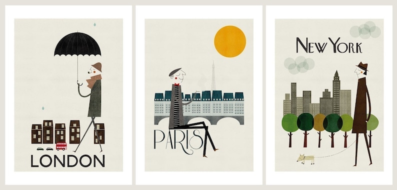 Cities, set of three prints image 1