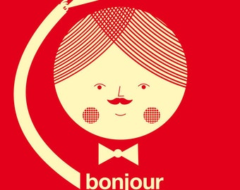 Bonjour mademoiselle red print