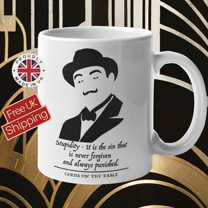 Hercule Poirot Tasse: Agatha Christie Geschenk für Mystery Fans