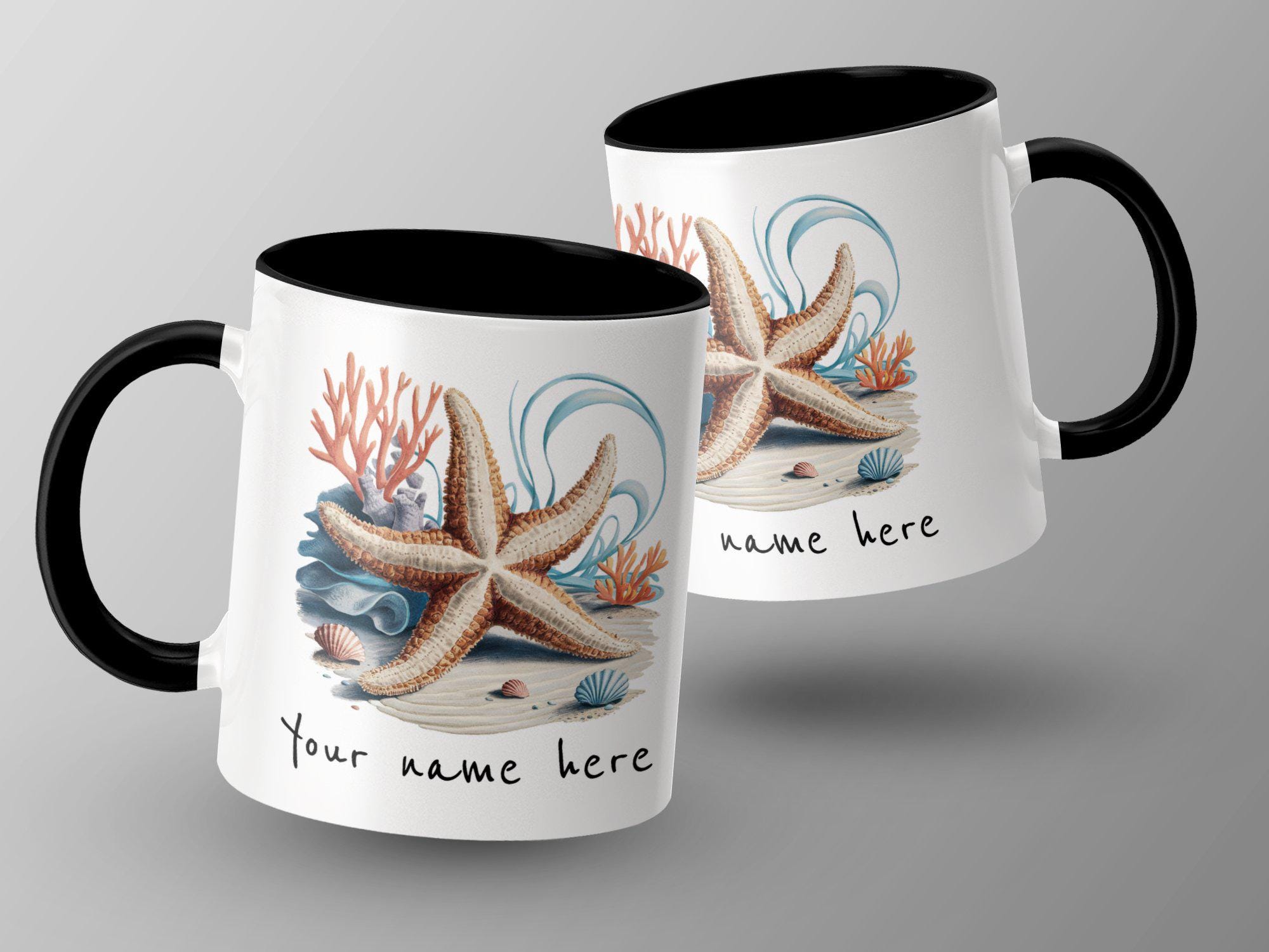 Tazza Personalizzata Unigift Con Nome E Messaggio – Motivo Stella Marina Rosa, Ceramica, Lavabile In Lavastoviglie
