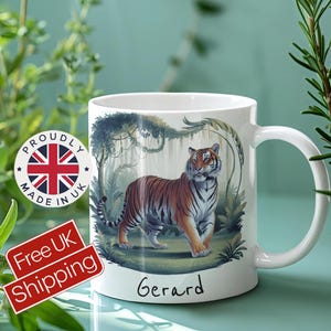 Custom Tiger Mug Gift for Cat Lovers, Personalised Coffee Cup Gift