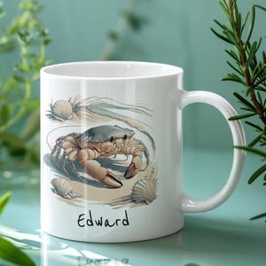 Crab Mug, Beach Lover Gift, Ocean Inspired Coffee Cup, Nautical Themed Mug, Sea Life Ceramic Mug, Crustacean Design Mug