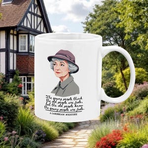 Fräulein Marple-Zitat-Kaffeetasse: Agatha Christie Geschenk