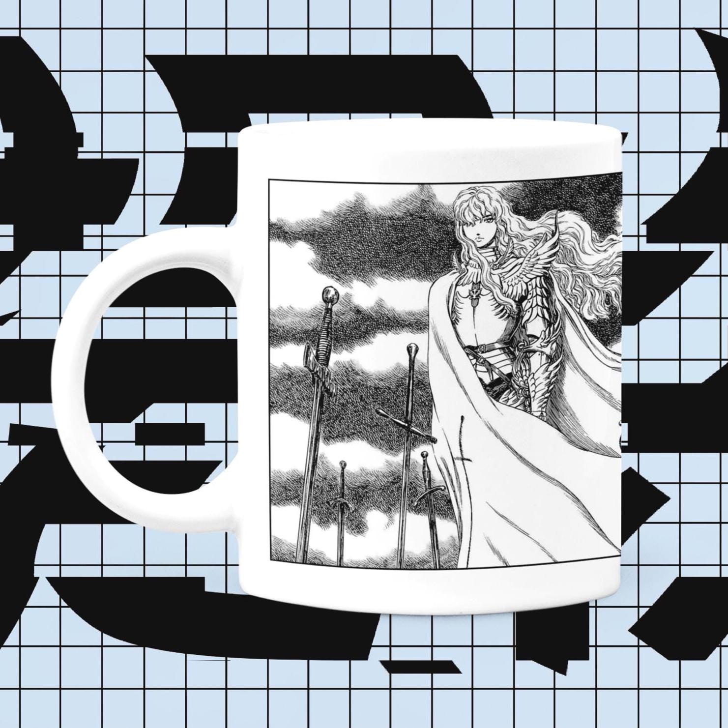 Berserk Manga Inspired Mug, Griffith Character Mug, Anime Fan Gift, Dark Fantasy Series, Sword Motif Mug, Unique Otaku Gift, Graphic Novel