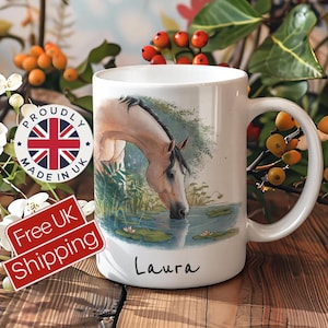 Custom Horse Mug Gift, Gift for Him, Gift for Her, Gift for Horse Lover, Cottage Core Coffee Cup