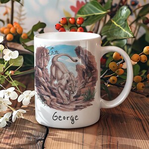 Custom Mountain Lion Mug, Nature Wildlife Coffee Cup, Perfect Gift for Animal Lovers, Ceramic Panthera Art, Wild Cat Illustration