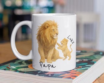 Personalized Lion Papa and Cub Mug, Father's Day Gift