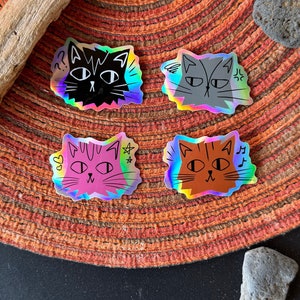 Holographic Cat Icon Vinyl Stickers 2" Kitty Sticker Pack