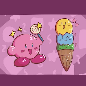 Kirby Snack Stickers 3&quot; Holographic Waterproof Stickers