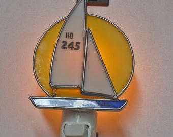 Sailboat NLs 5 Choices - 5 Examples - Stained Glass Night lights - Sailboat Nightlights - Made By Order