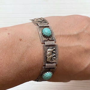 Vintage metal hamsa elephant bracelet