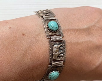 Vintage metal hamsa elephant bracelet