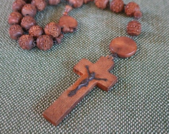 Vintage oversized wooden rosary from Lourdes