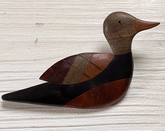 Vintage wooden duck brooch