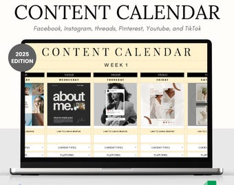 2025 Social Media Content Calendar: Google Sheets Planner (Digital Download)
