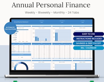 2025 Budget Planner: Annual Finance Tracker for Google Sheets (Digital Download)