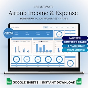 Airbnb Income & Expense Tracker: Google Sheets Template (Digital Download)