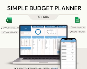 Eenvoudige budgetplanner: Excel- en Google Spreadsheets-sjabloon (digitale download)