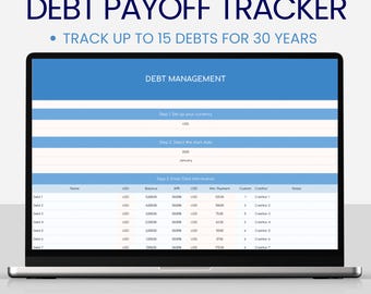 Debt Payoff Tracker: Snowball, Avalanche, Custom - Google Sheets (Digital Download)