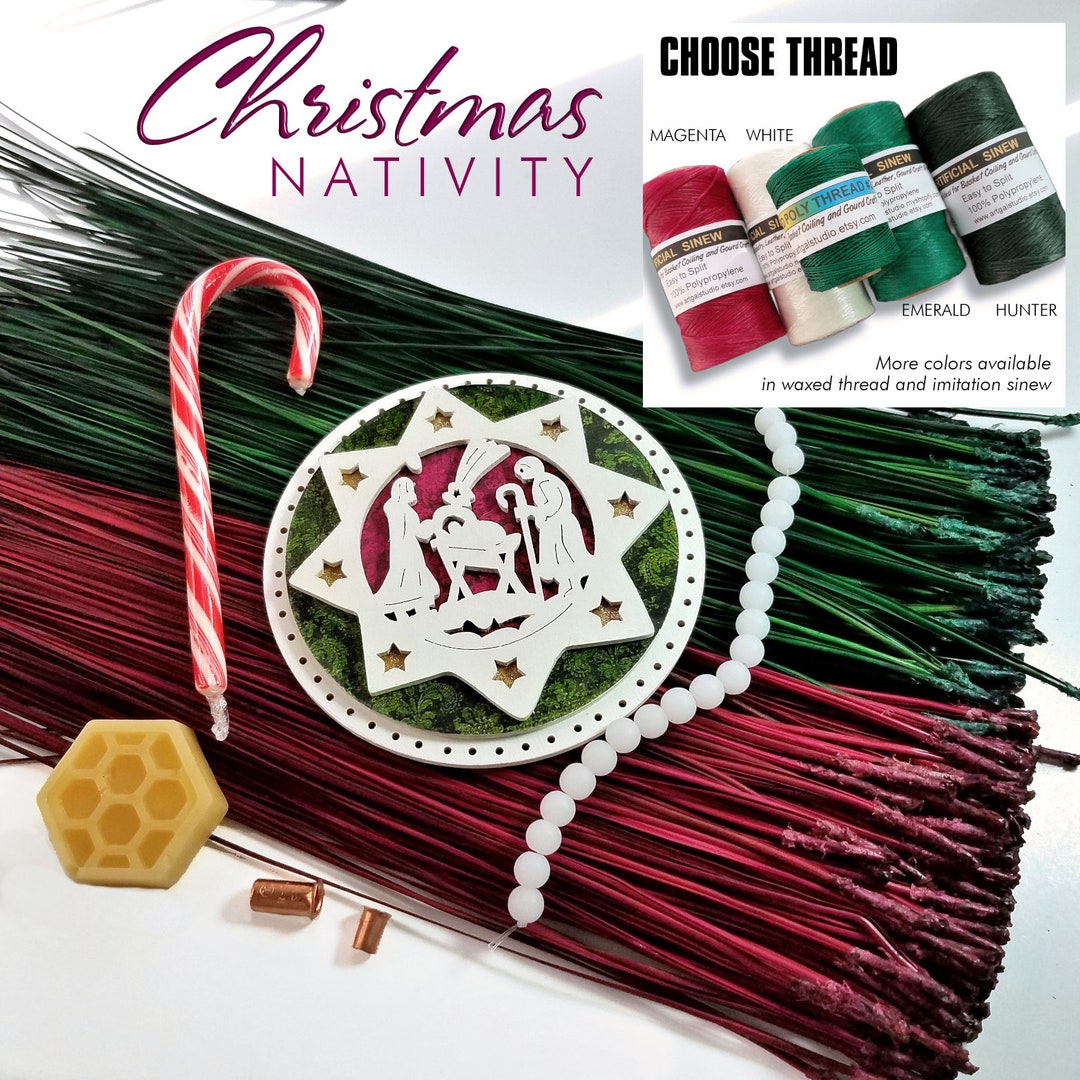 Christmas Pine Needle Basket Kit Nativity Scene Choose Your Etsy