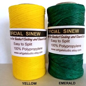 Artificial / Imitation Sinew  4 oz Spools -  Yellow / Emerald Green