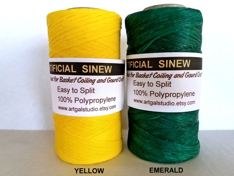Artificial / Imitation Sinew  4 oz Spools -  Yellow / Emerald Green