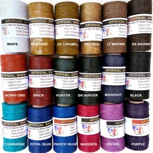 Artificial SINEW 4oz Spool, Waxed Splittable Imitation Sinew for Pine Needle Basketry, Leather Craft, Gourd Art, Dreamcatchers, Choose Color